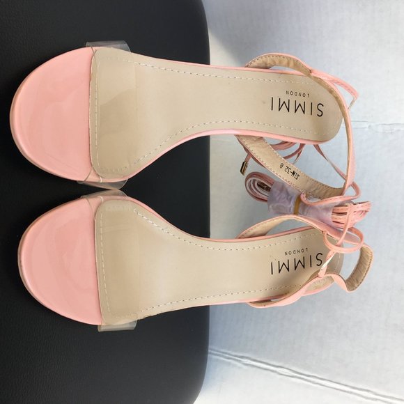 SIMMI Pink Perspex lace up heels size 10 - Picture 2 of 11